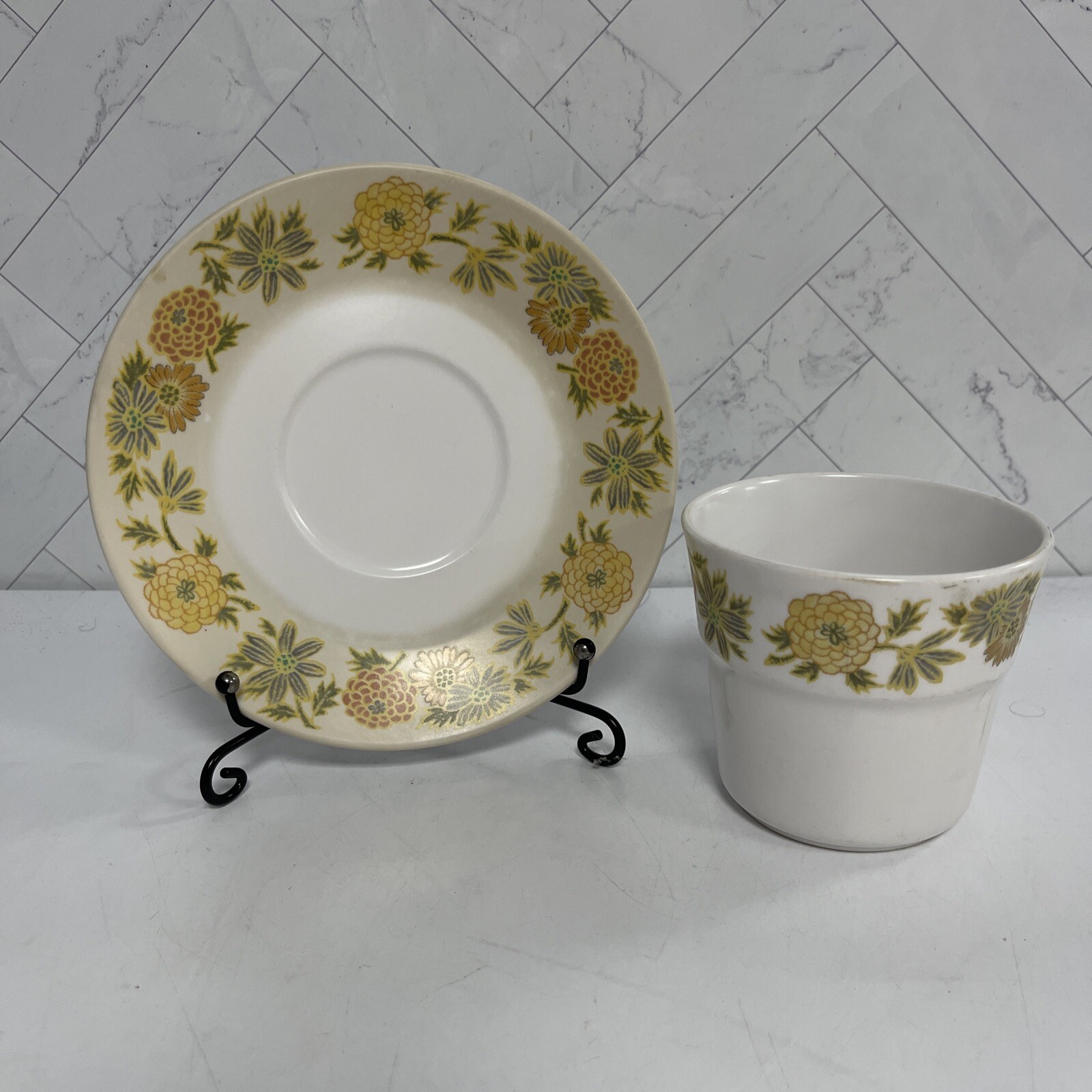 Noritake Progression China Sunny Side Saucer Plate and Tea Cup Set #9003
