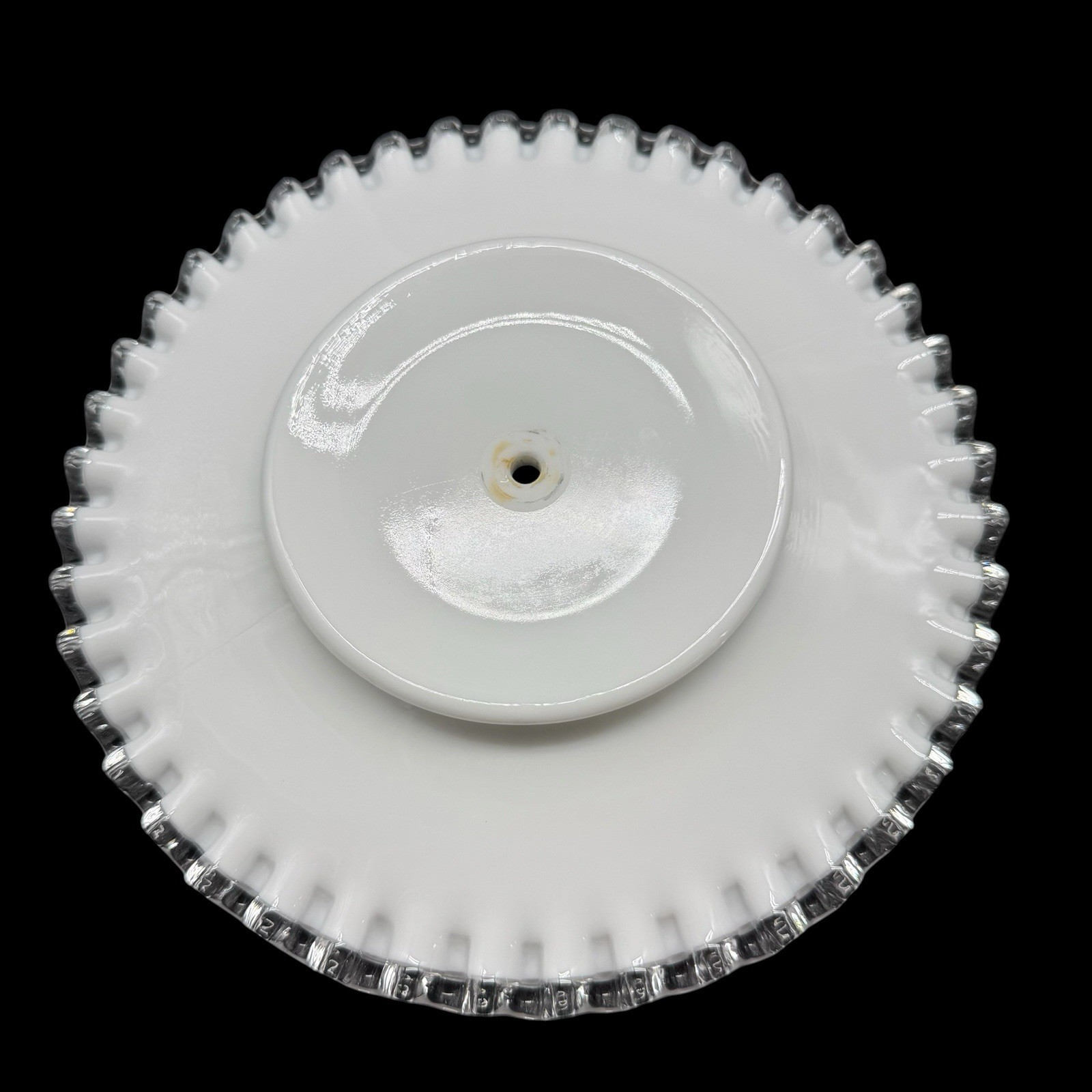 Fenton Silver Crest Three Tier Ruffled Milk Glass Tidbit Serving Tray Party Vtg