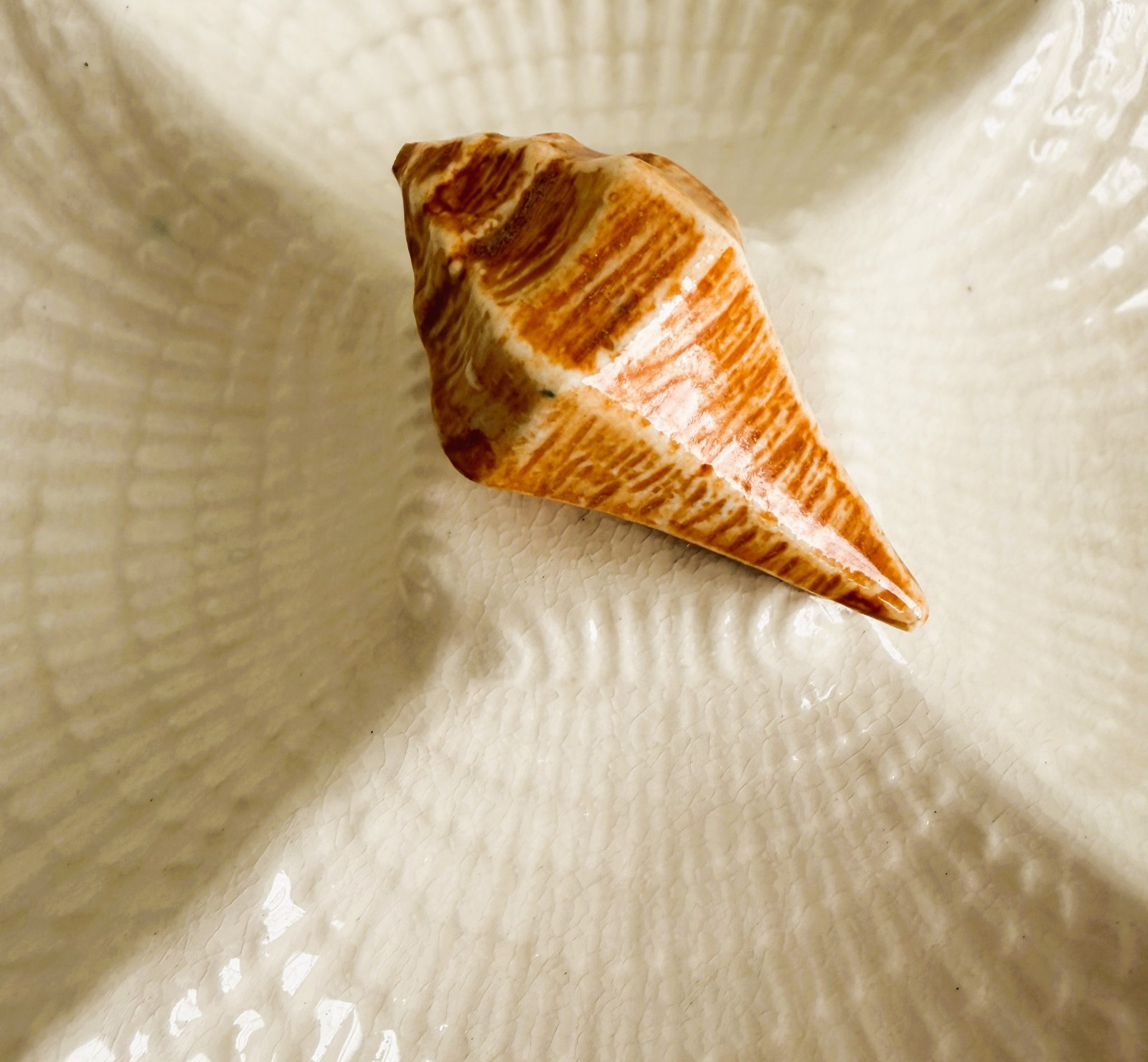 Vintage Ceramic Seashell Divided Dish Relish Tray Candy Dish Dip Server Japan