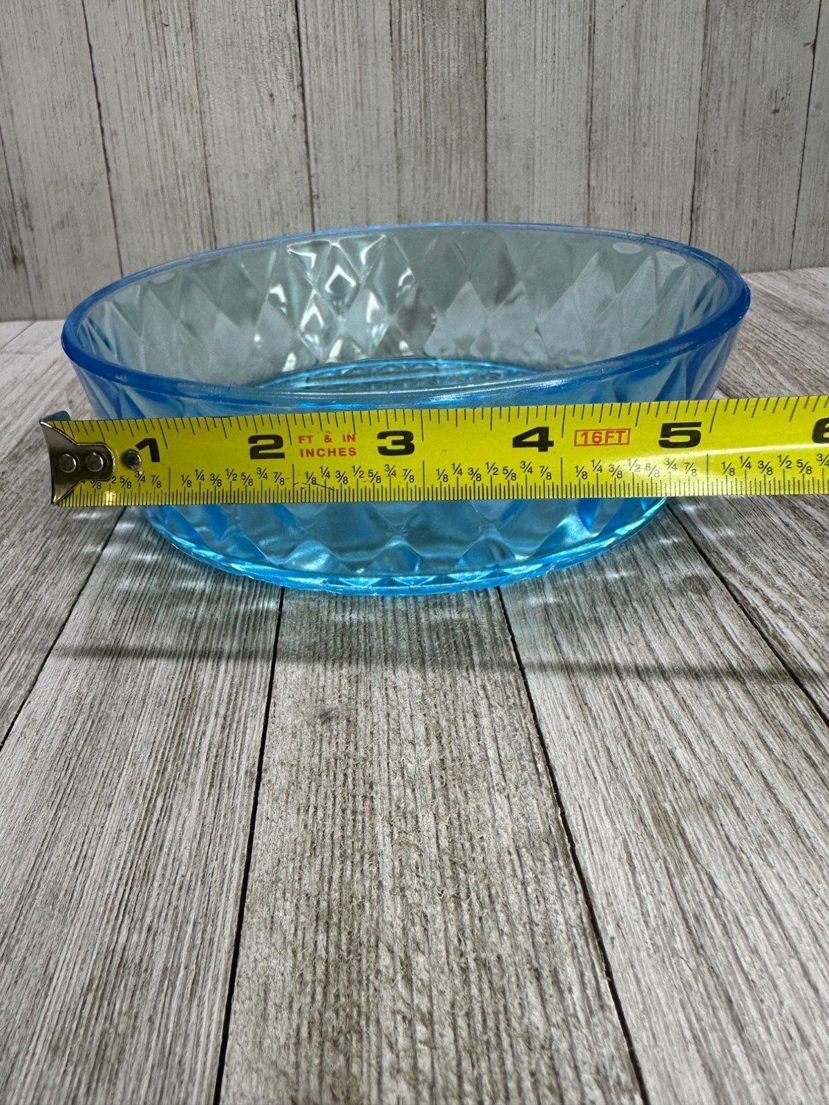 Vtg EAPG Bryce Brothers Style Bowls Diamond Quilted Blue Glass Pattern 7″ DIA