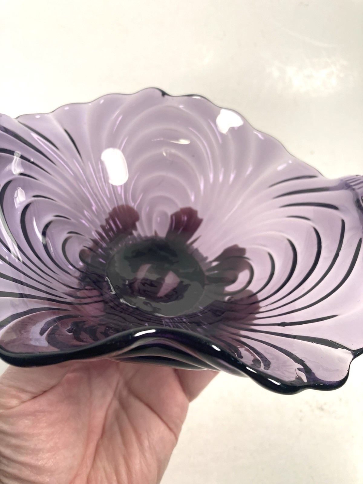 Vintage Purple Glass Dish, server, candy dish, compote, irradiated