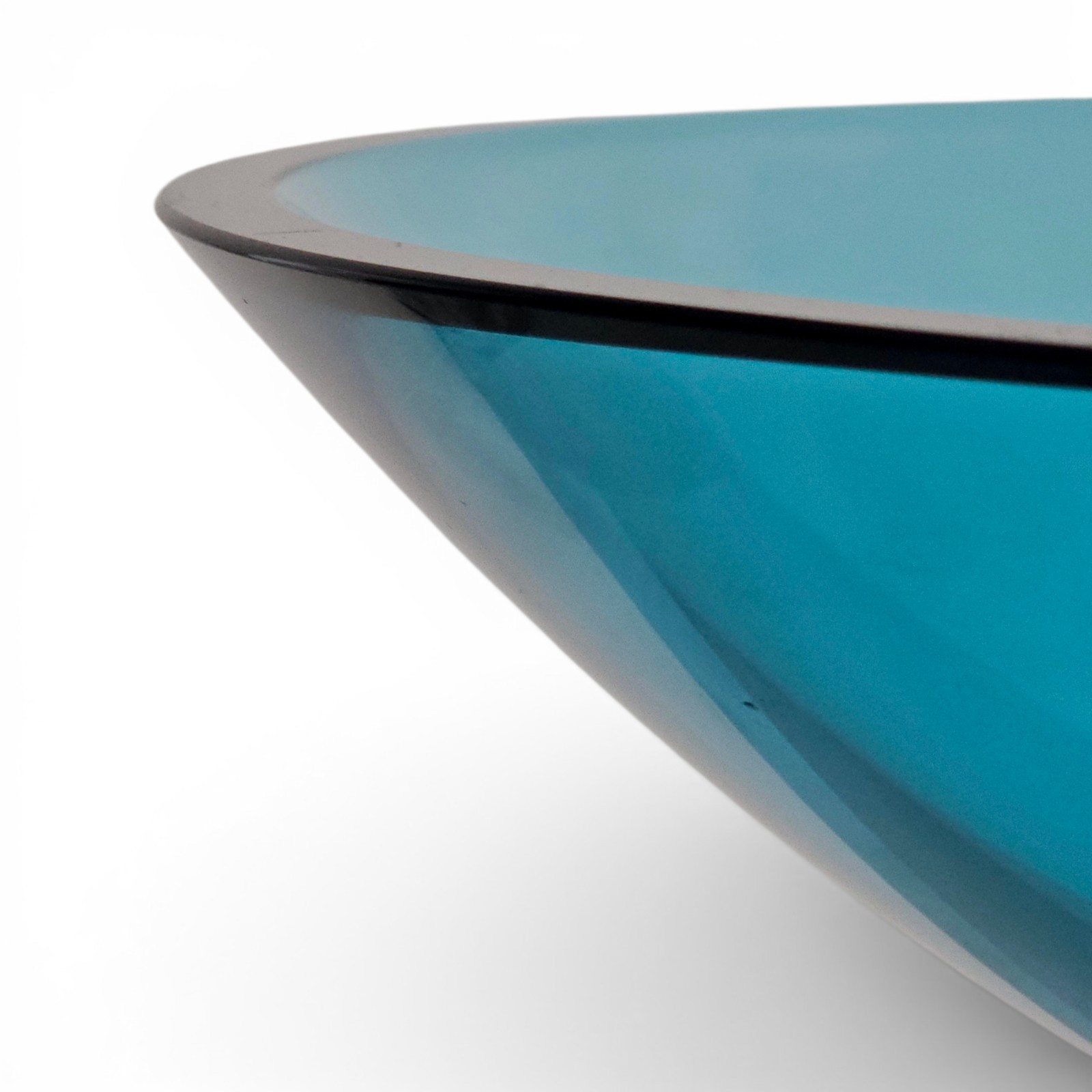 Stephen Schlanser Eclipse Bowl Signed 1992 Aqua Art Glass Centerpiece 16″ Mint