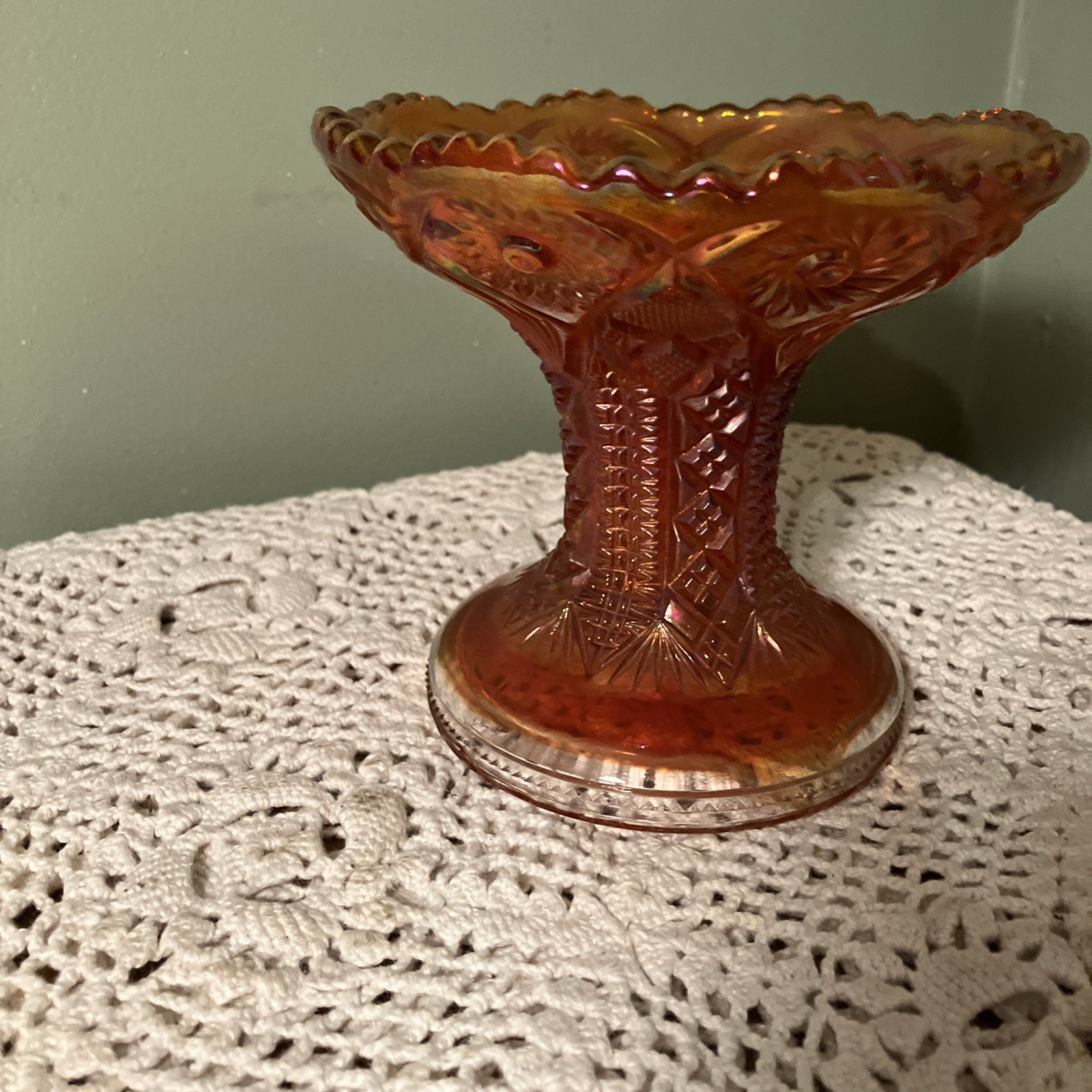 Marigold Orange Carnival Glass Punch Bowl Base – Imperial ?