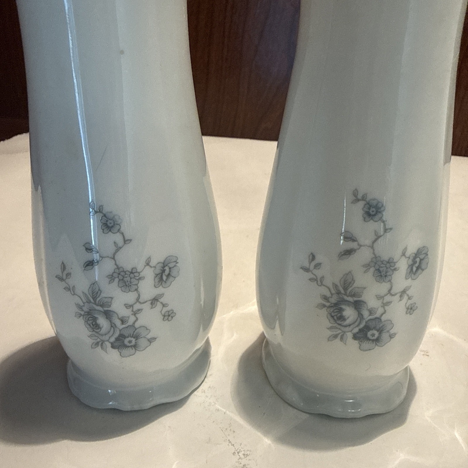 Johann Haviland Salt & Pepper Shaker Set Bavaria Germany Blue Garland Floral Vtg