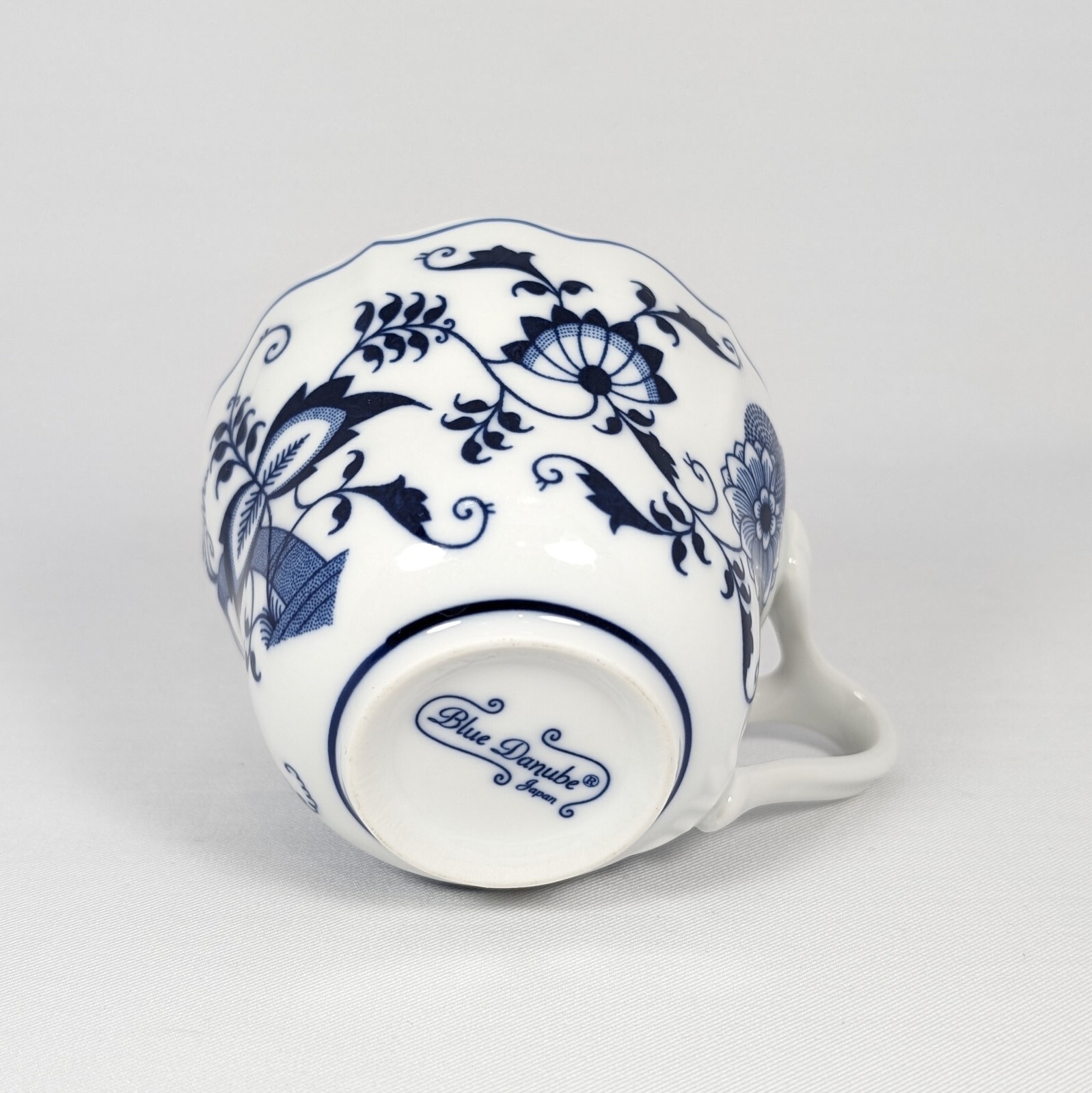 Blue Danube Cup and Saucer Lipper Japan Porcelain Flowers Blue Onion Scalloped