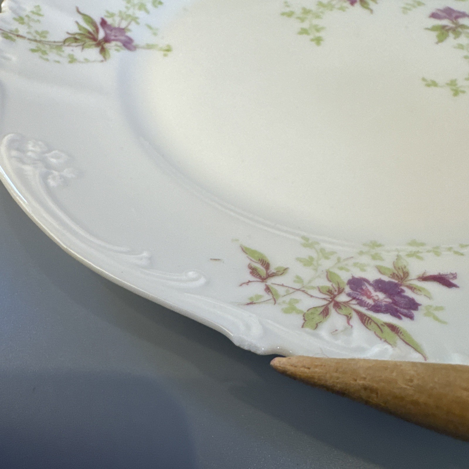 Set of 10 BREAD PLATE Purple Flowers By Habsburg China Austria 7.75 In plates