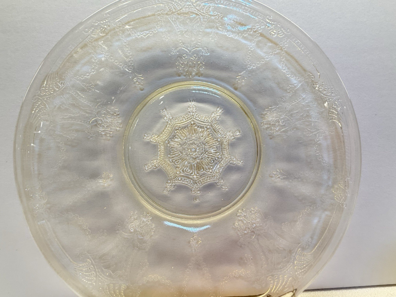 VTG Anchor Hocking Yellow Depression Glass Cameo Ballerina 6″ Saucer Set of 3
