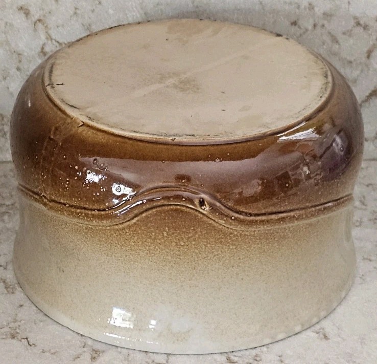 Pottery Ceramic Stoneware Bowl Pot Planter Ombre Brown Tan Rustic Farmhouse Vntg