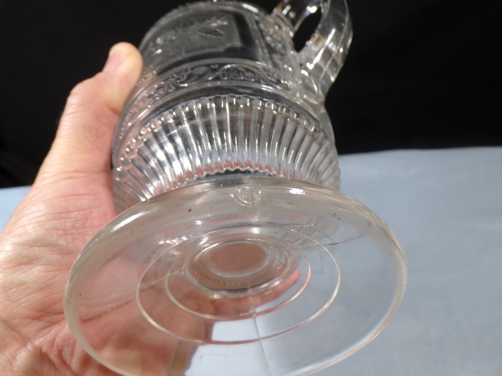 Vintage Circa 1880 Bryce Brothers Clear Glass Willow Oak Milk Pitcher