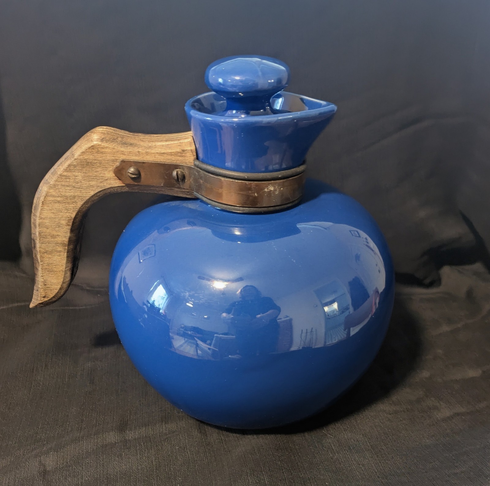 Vintage 1930s Hollydale Pottery California Cobalt Glaze Carafe Jug & Stopper