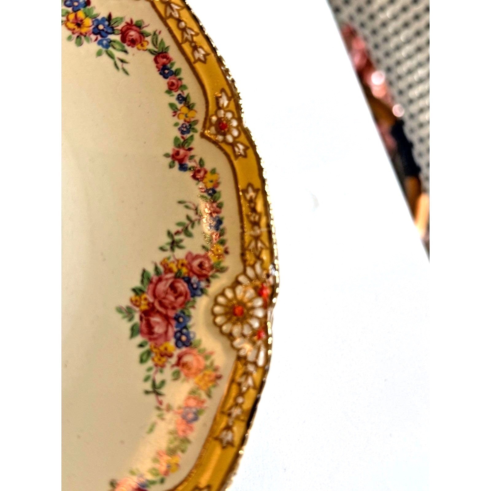John Maddock & Sons-Royal Ivory- “Henley” Set of 3 Dinner Plates Floral Antique