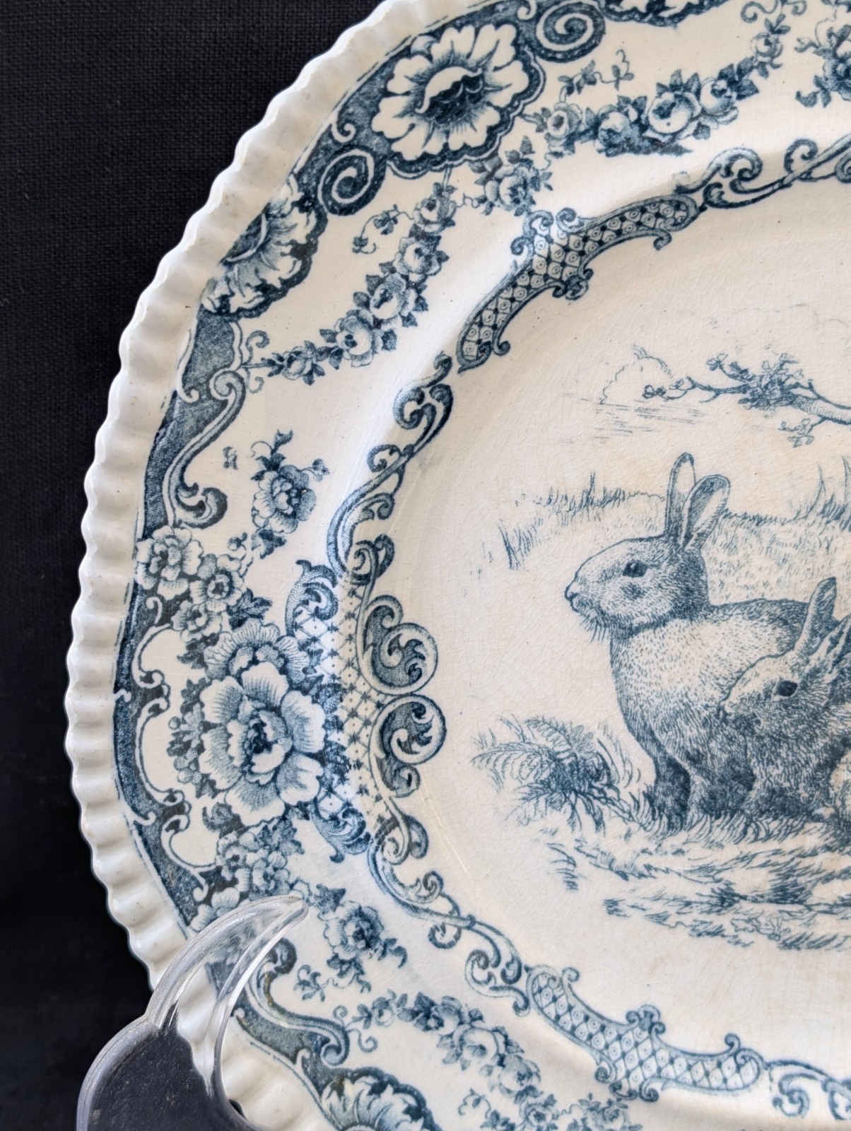 RARE ANTIQUE BISHOP STONIER RABBIT PLATE TRANSFERWARE LINCOLN BISTO ENGLAND 1895