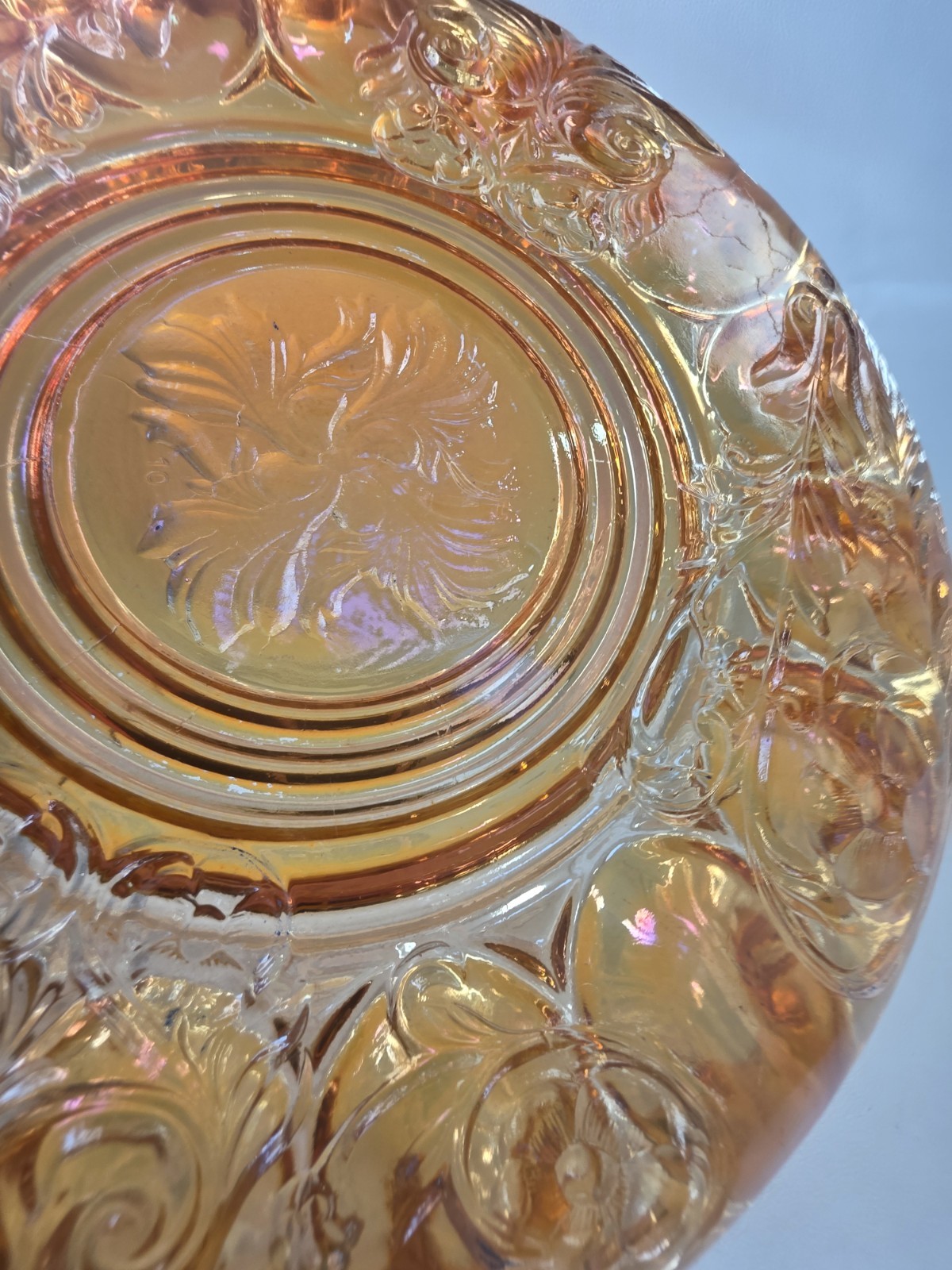 McKee Rock Crystal Marigold Carnival Glass Deviled Egg Plate 15 Well 11.5″
