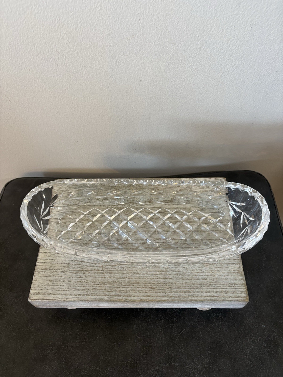 Waterford Glandore Pattern Cut Crystal Oval Celery Relish Dish Tray Vtg EUC