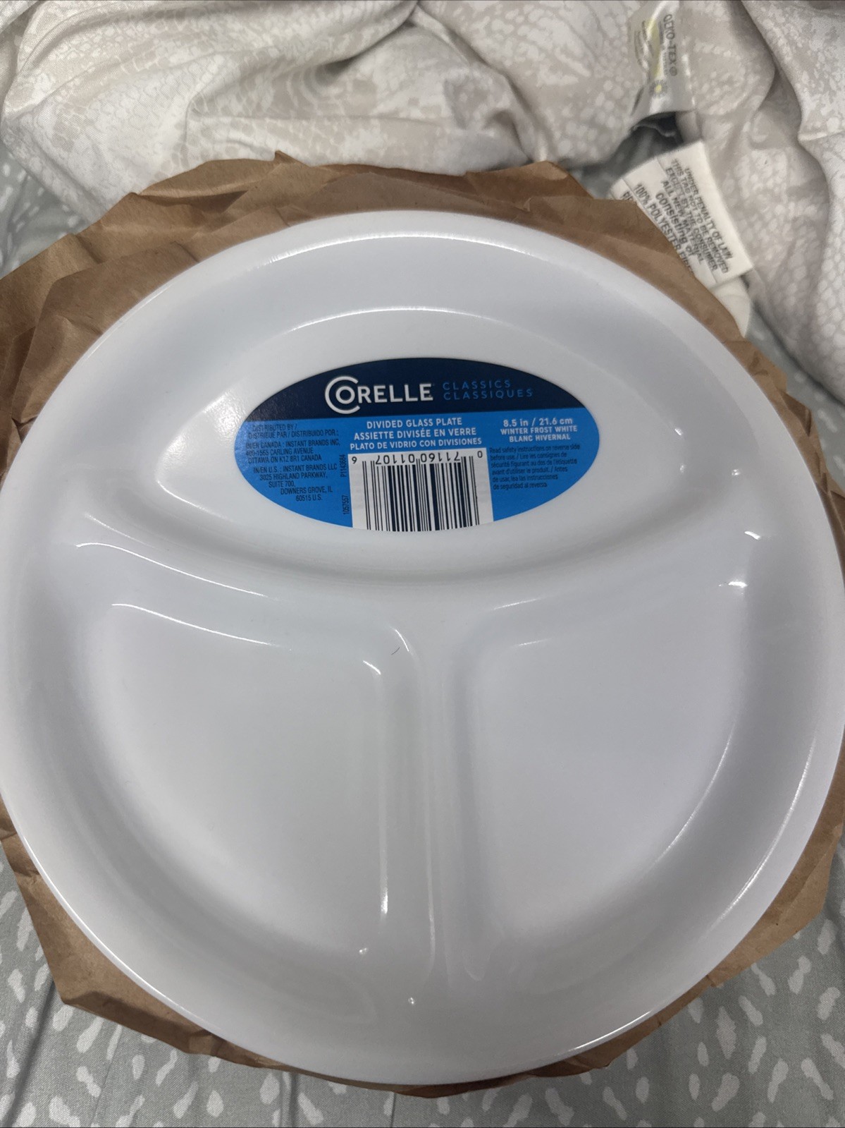 Corelle Classics Divided Glass Plates 8.5” Frost White Set of 6 New
