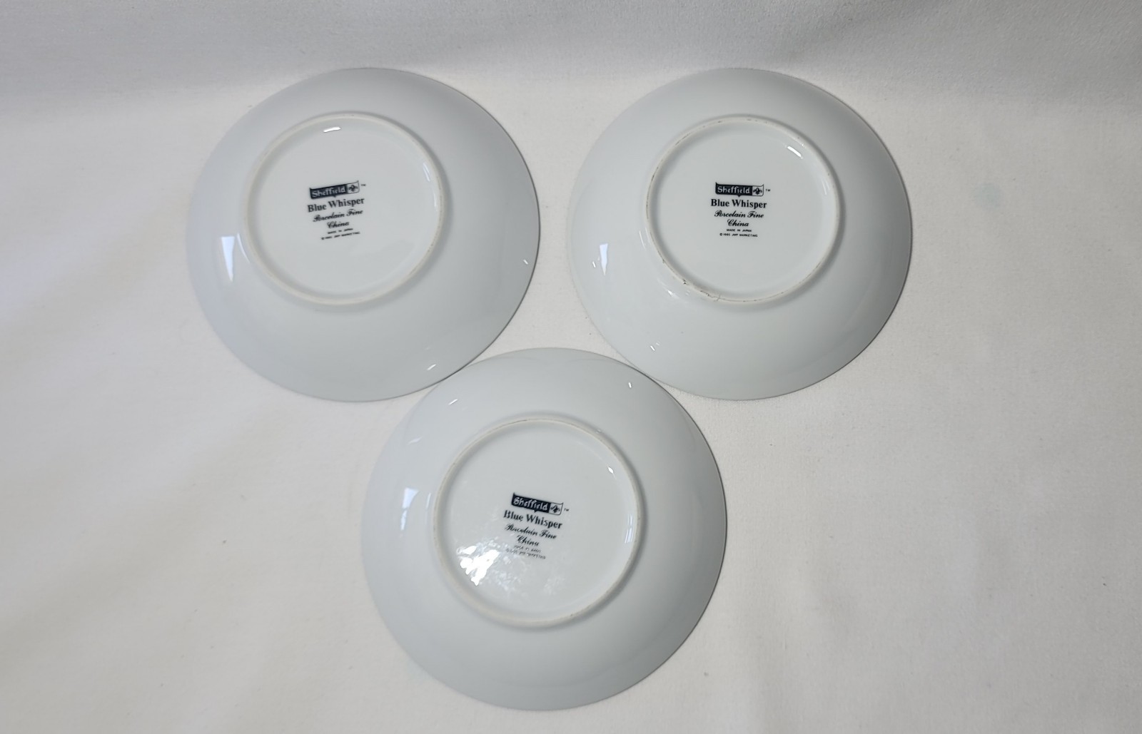 Blue Whisper Sheffield dessert bowl 5 1/2″ set 3 made Japan Porcelain China 1985