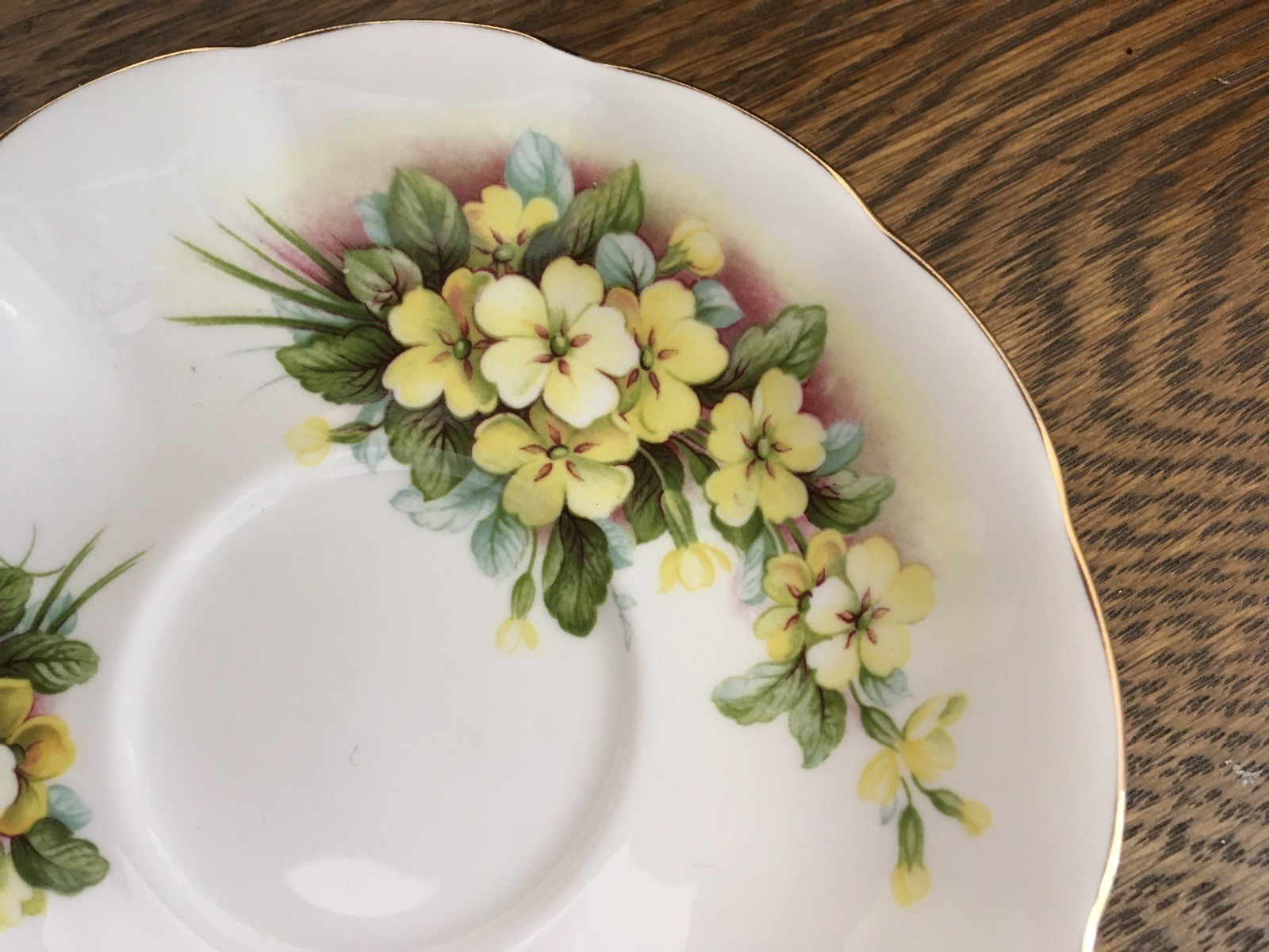 Royal Albert Teacup Saucer Set Bone China Yellow Primrose England Vintage 1960s