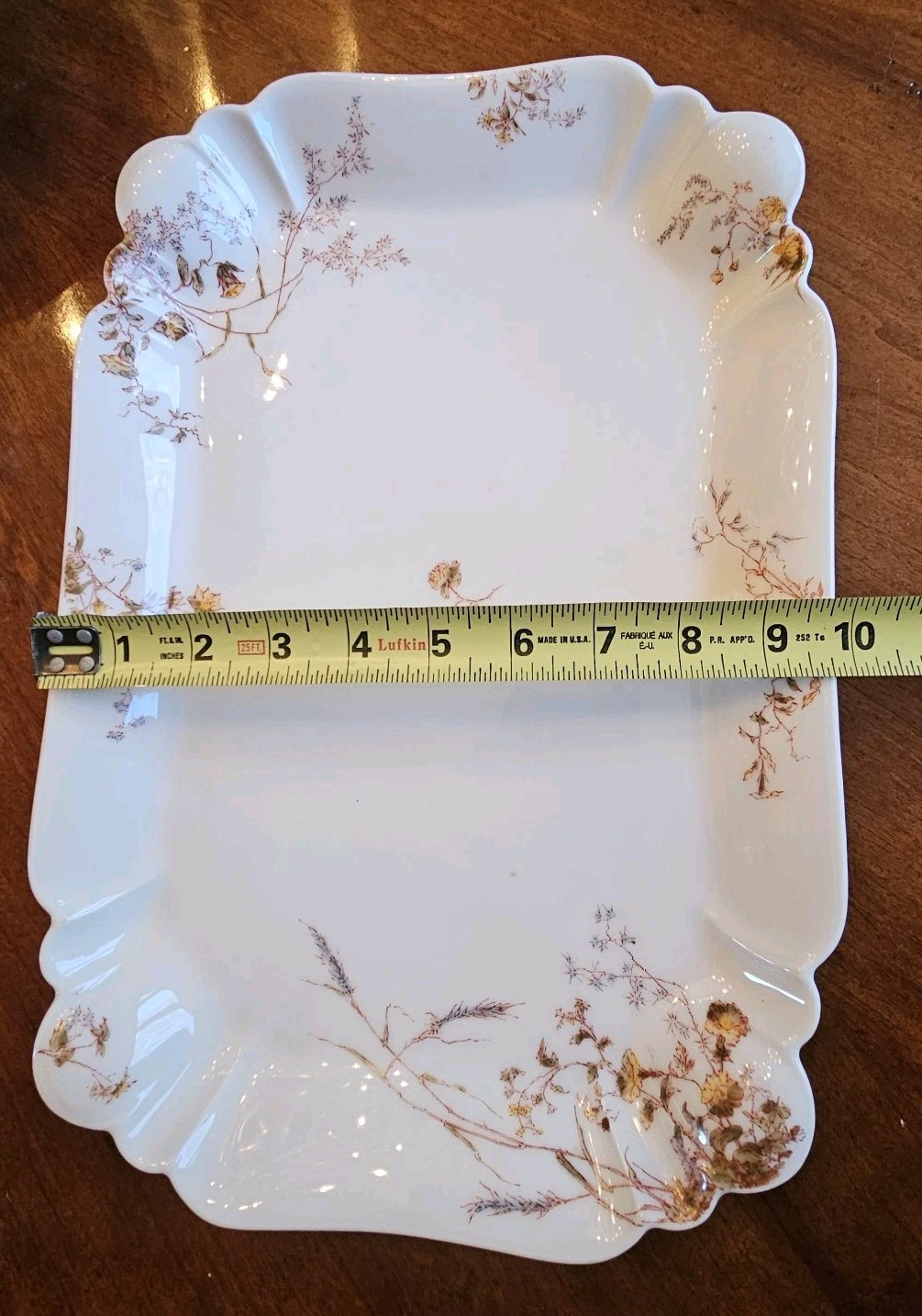 14″ Haviland Limoges Blue Green Yellow Rose Rust Gold Platter Tray Schleiger 266