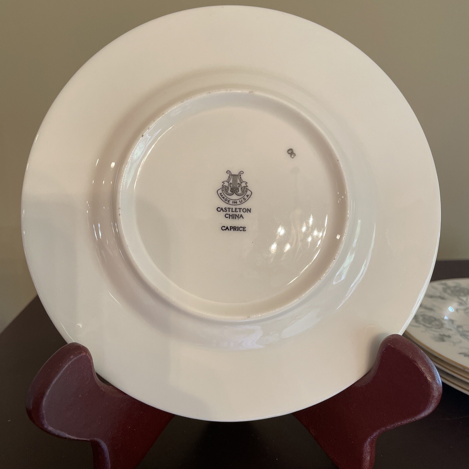 Castleton China Caprice 6.25” Bread Plates Blue Florals Gold Trim Set Of 4 USA