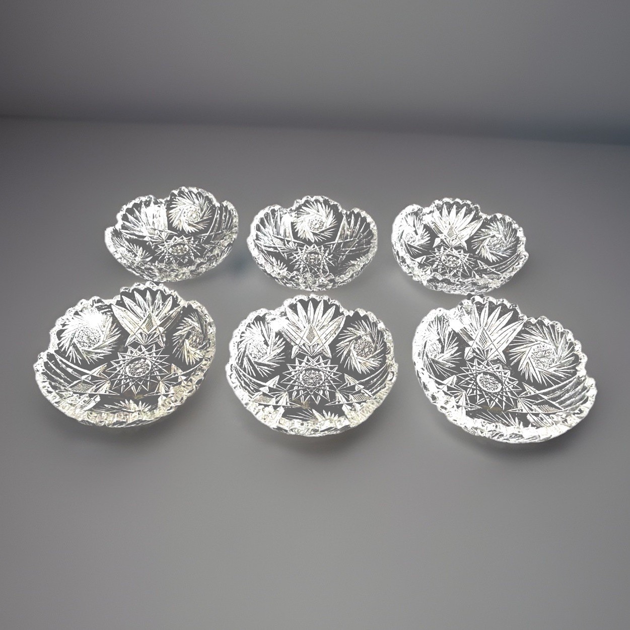 American Brilliant Period Cut Glass Bowl 5″ diameter (set of 6)