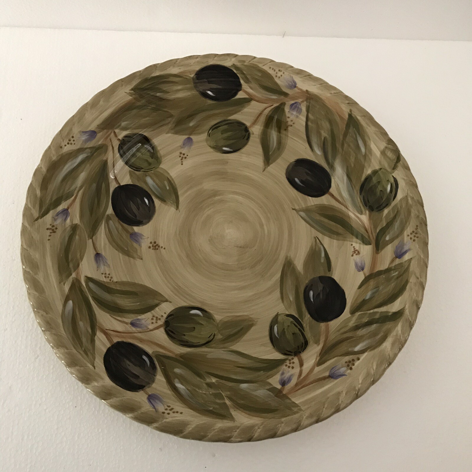 Large DINNER PLATE 11-1/4″ Olive Green With Olives