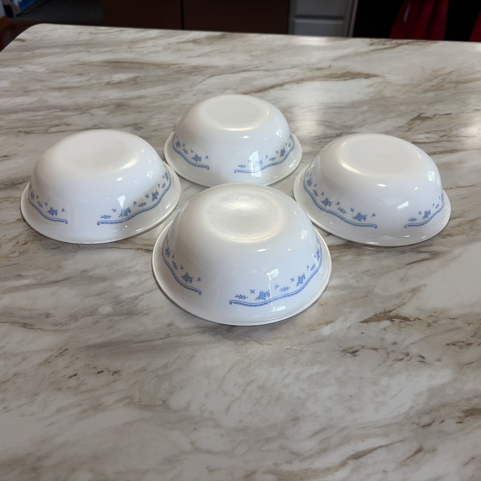 Corelle Morning Blue Lot of 4 Cereal Bowls 6 1/4″
