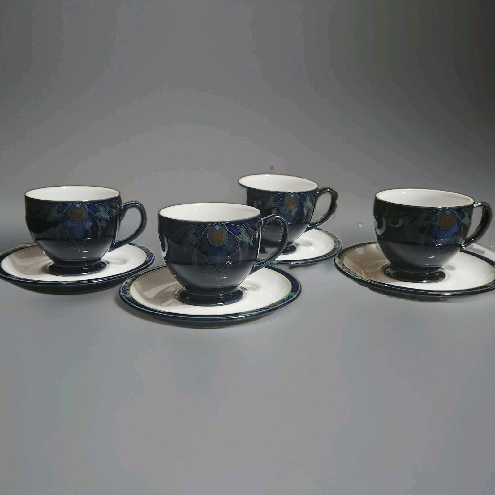 Denby Baroque Tea cups and Saucers Vintage Stoneware Made in England