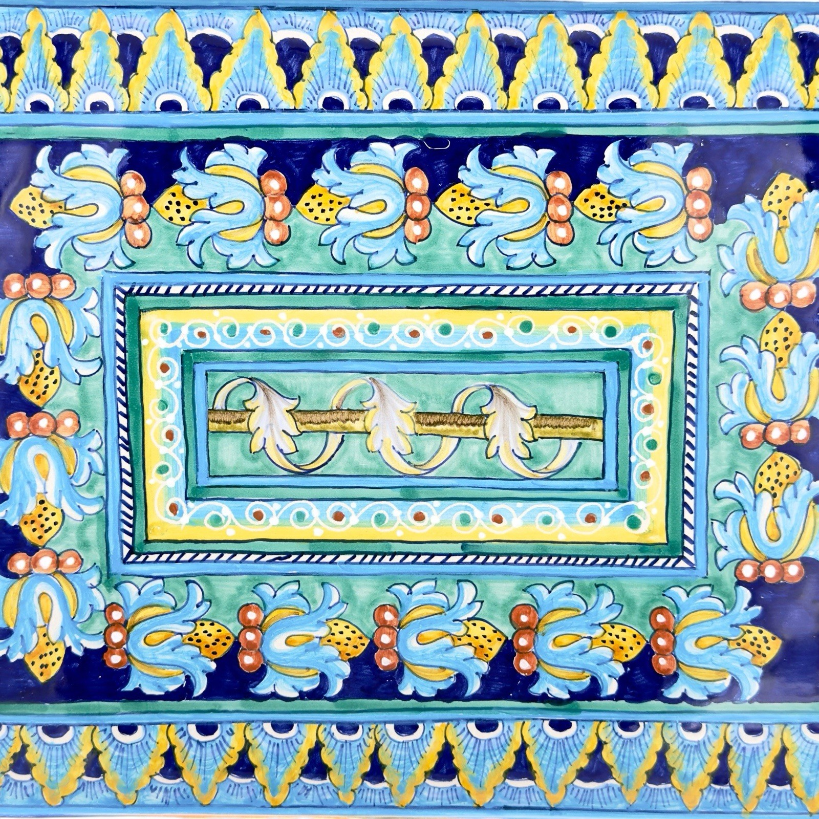 Italian Deruta Majolica Pottery Platter Hand Painted Rectangular Serving Tray