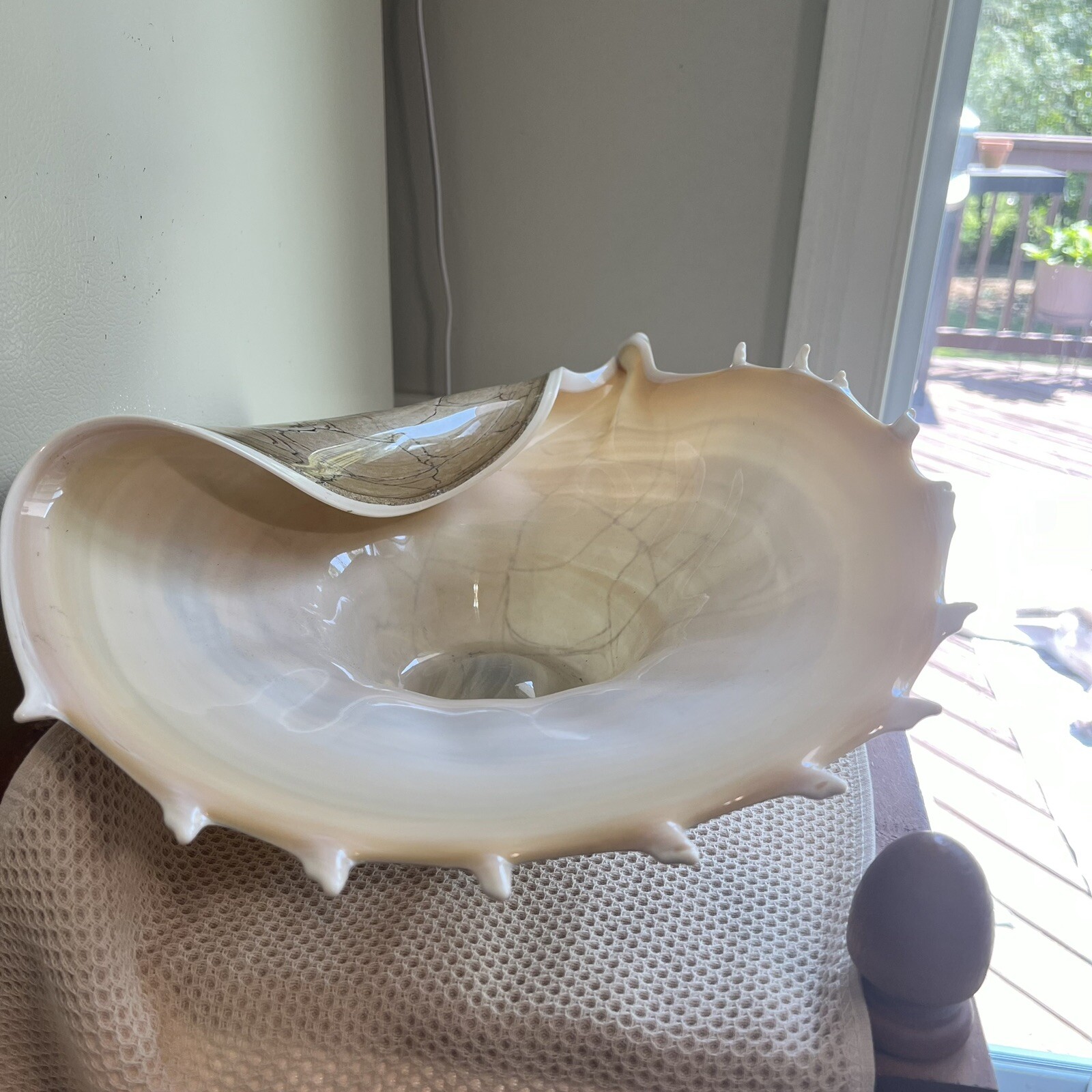 Krosno Jozefina Hand Blown Shell Centerpiece Bowl Large 20” Made In Poland