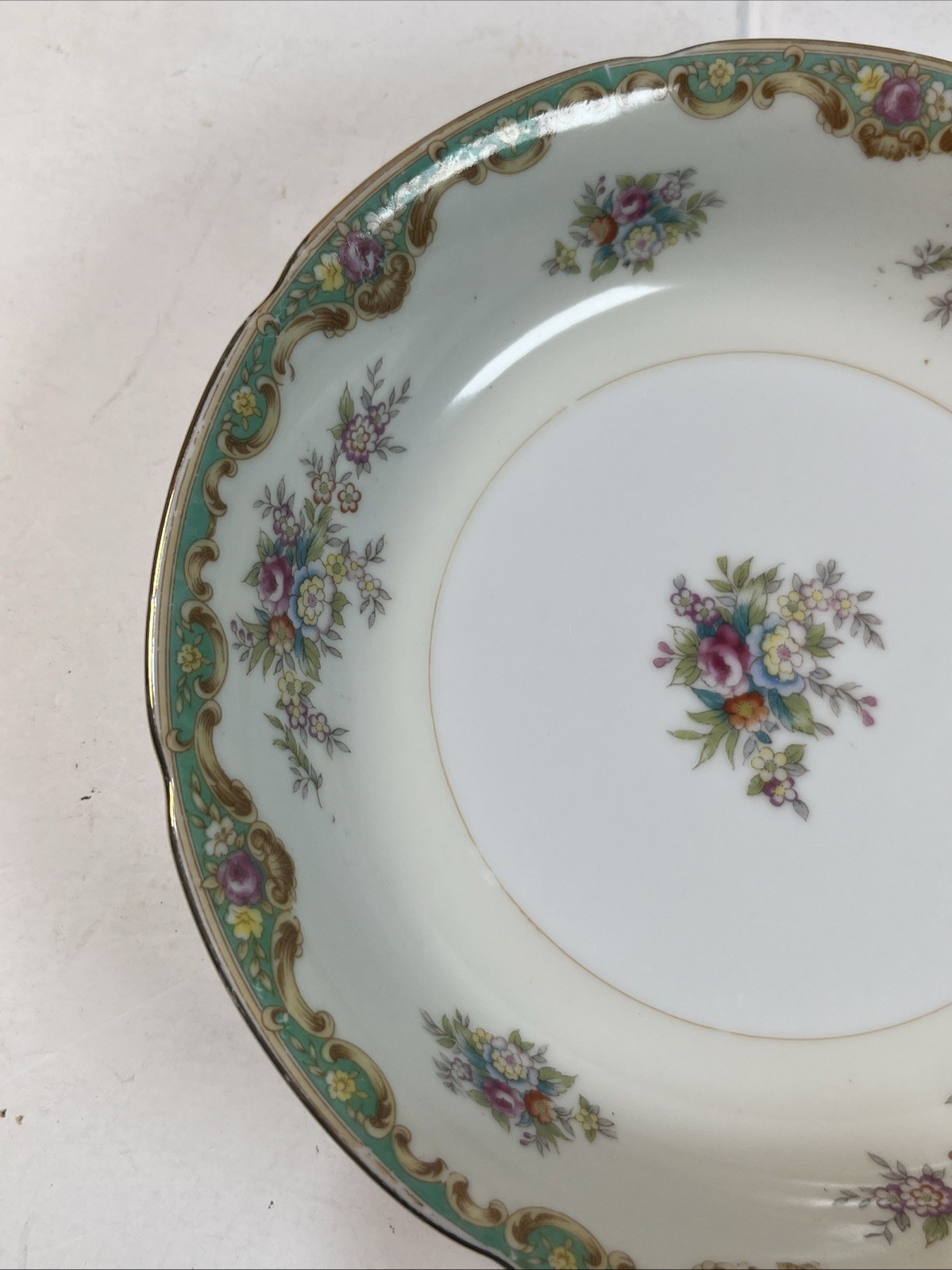 Vintage Rembrandt China Japan 7.25” Salad Bowl Floral Gold Trim Porcelain