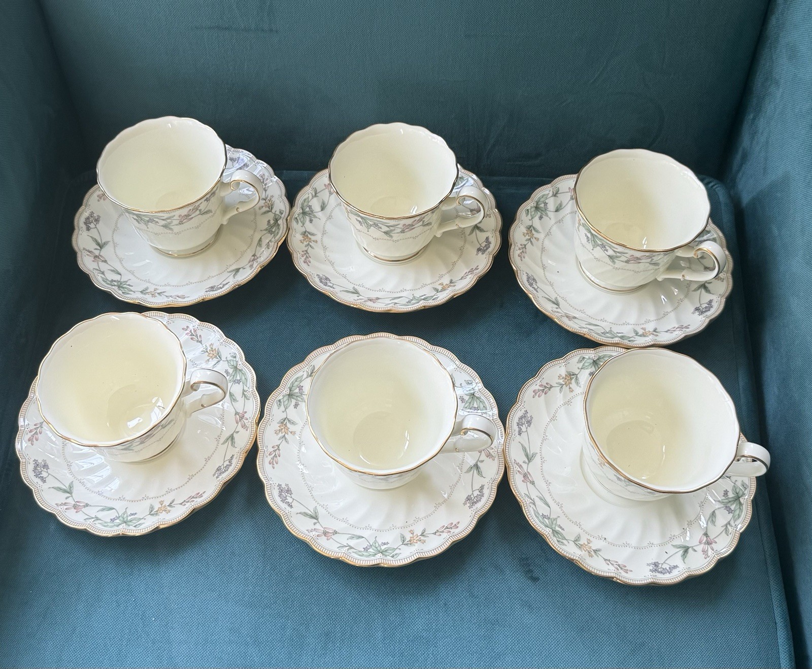 Noritake Bone China Teacup & Saucer Set Of 6, 4704 Brookhollow.