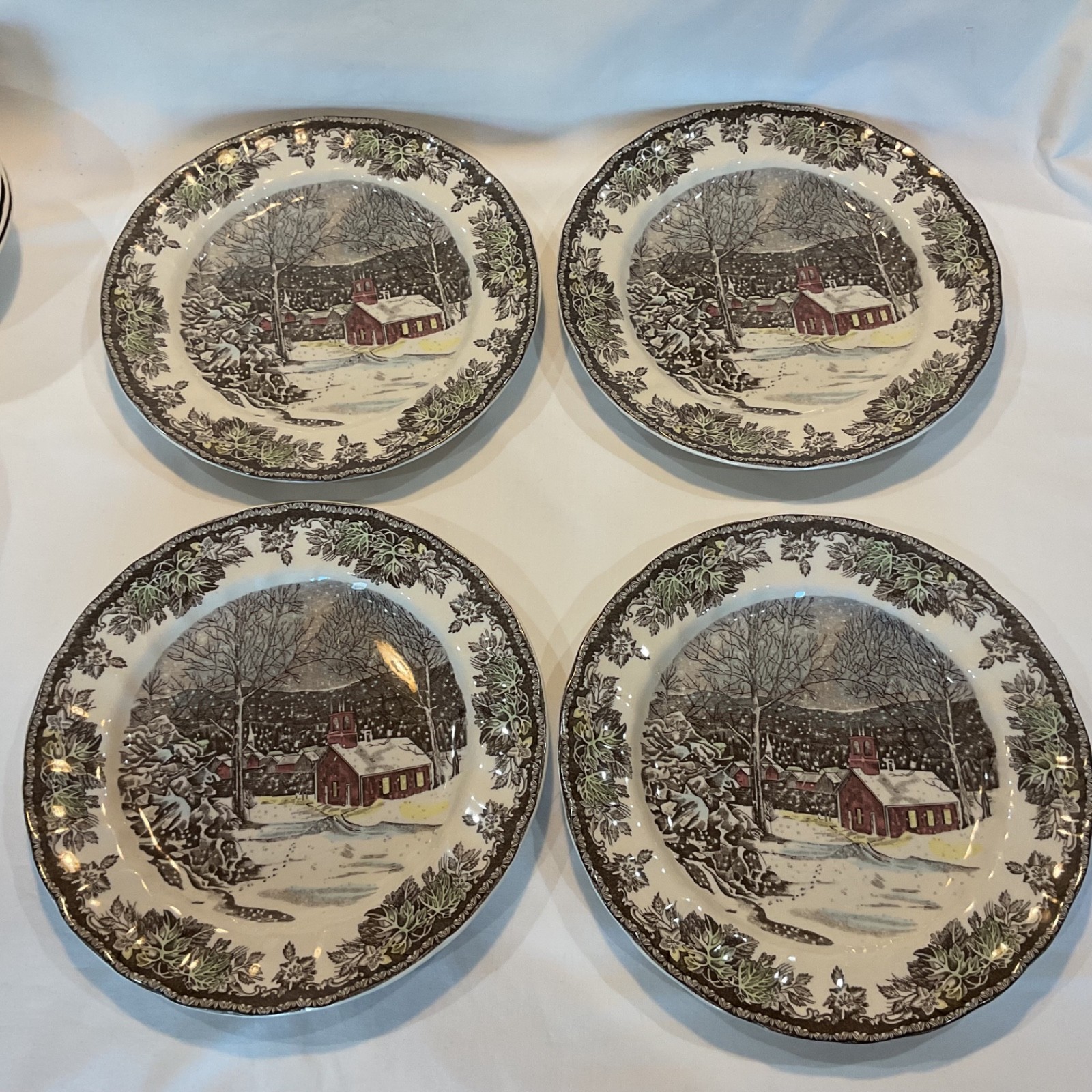 Johnson Brothers 16 Pcs Friendly Village Schoolhouse Covered Bridge Willow Brook
