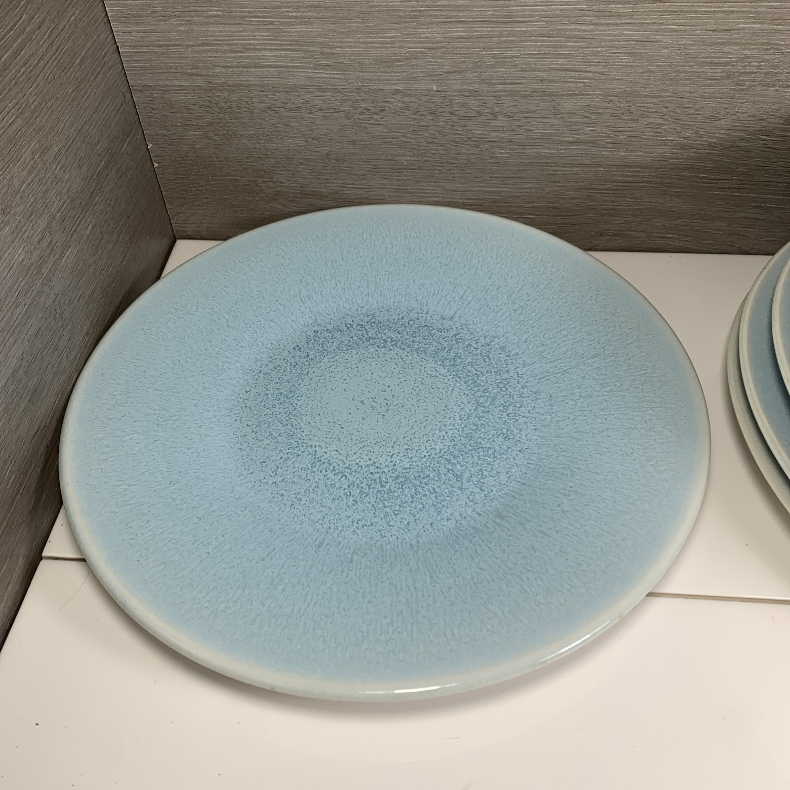 Jars France Aqua Blue 10 1/4” Dinner Plates Set Of 8