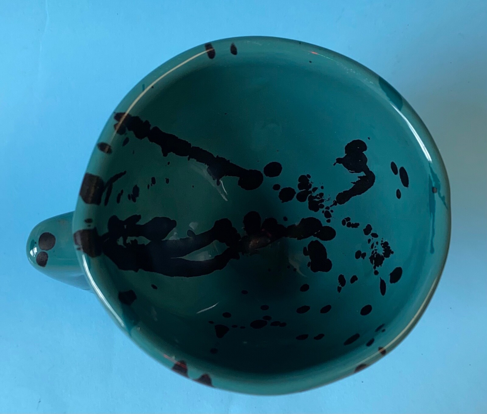 RARE CHARLES NALLE Studio Art Pottery Mug ABSTRACT Contemporary Teal Blue HTF!