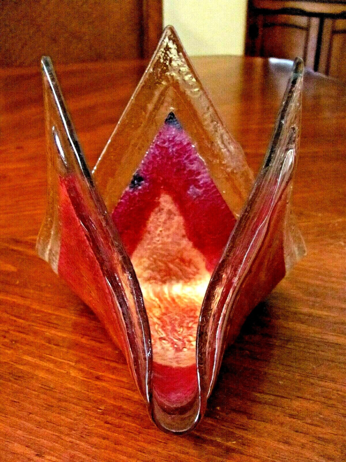 JONES GLASSWORKS Signed~Dated Contemporary Fused Copper Art Glass Freeform Dish