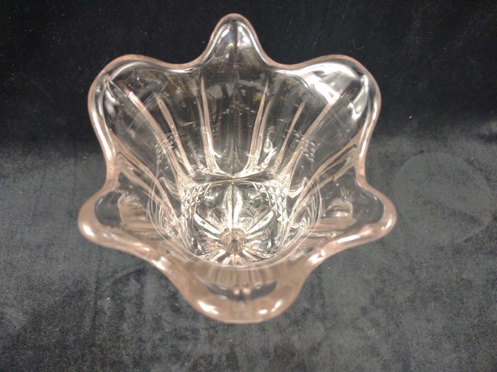 EAPG Glass Tulip & Sawtooth 9 3/4″ Celery Vase 1854 Bryce Sun Changed Pink