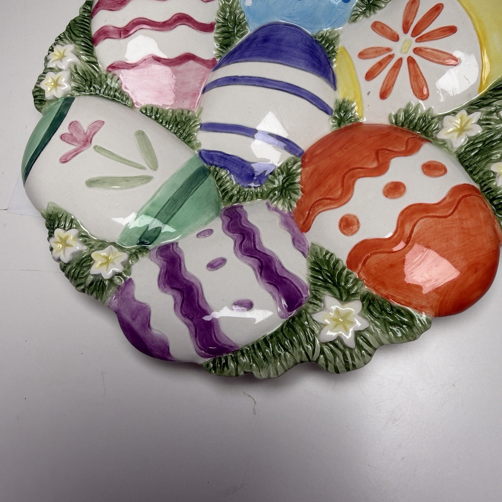 Fitz and Floyd Easter Egg Canape Plate Hanging Wall Decor Spring Colorful