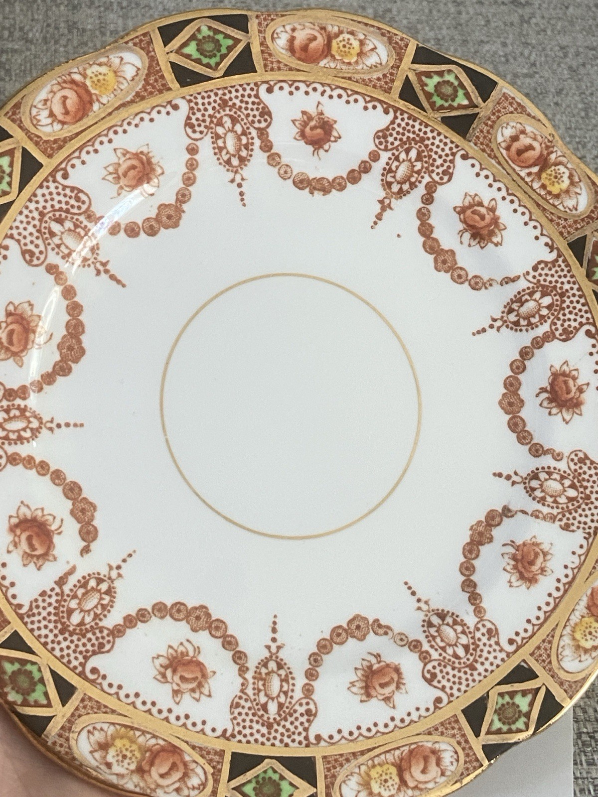 A matched set of 3 dessert plates + 3 saucers from Royal Albert Devon is absolut