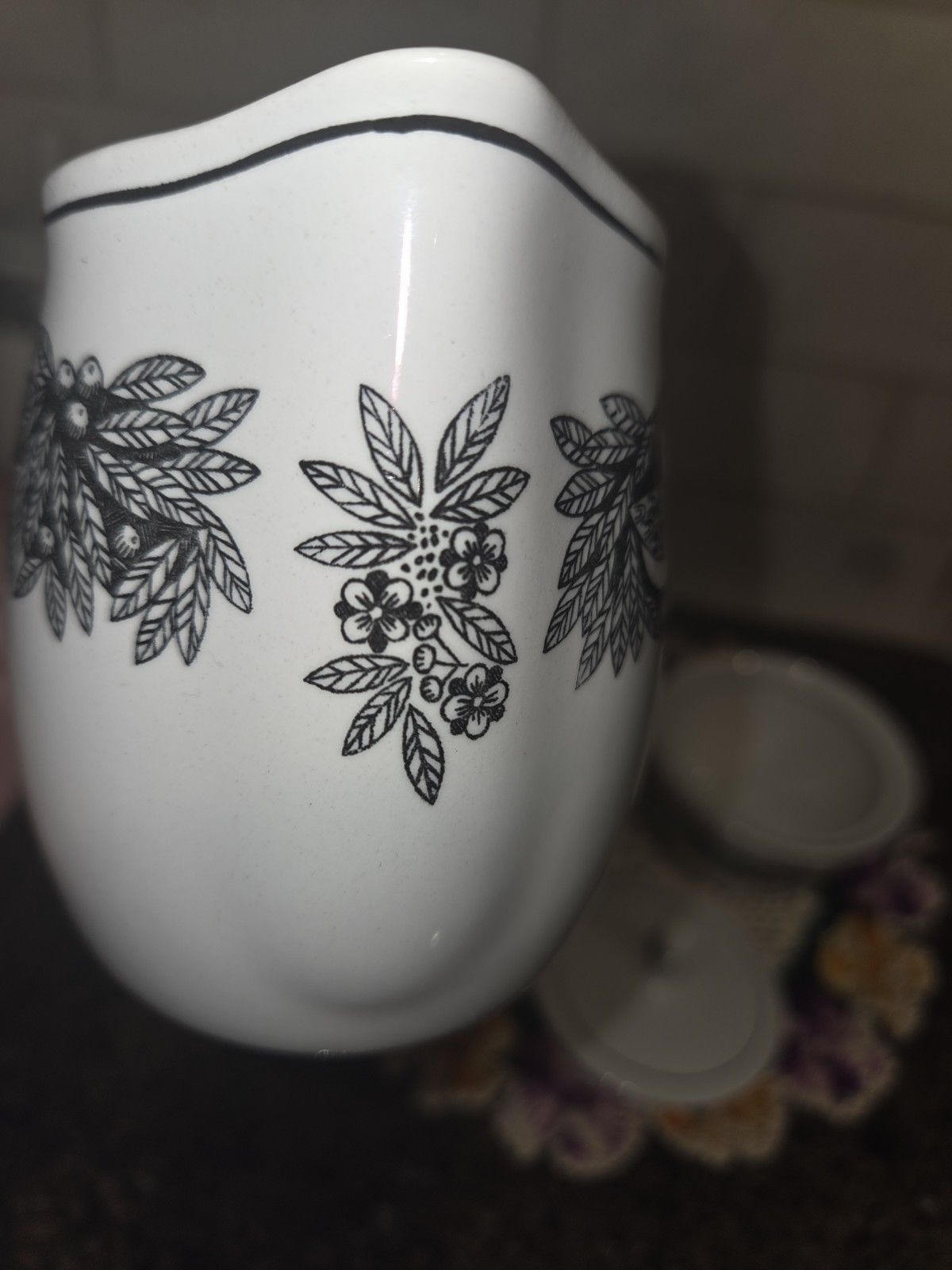 Set- Fransican Bird N Hand White Stoneware Creamer And Sugar Bowl
