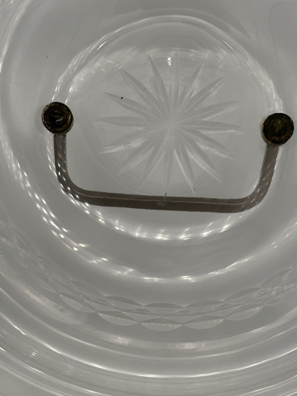 VTG Rare Austrian Covered Glass & Metal 10” Dish Starburst Cut Glass G. ST. MCM