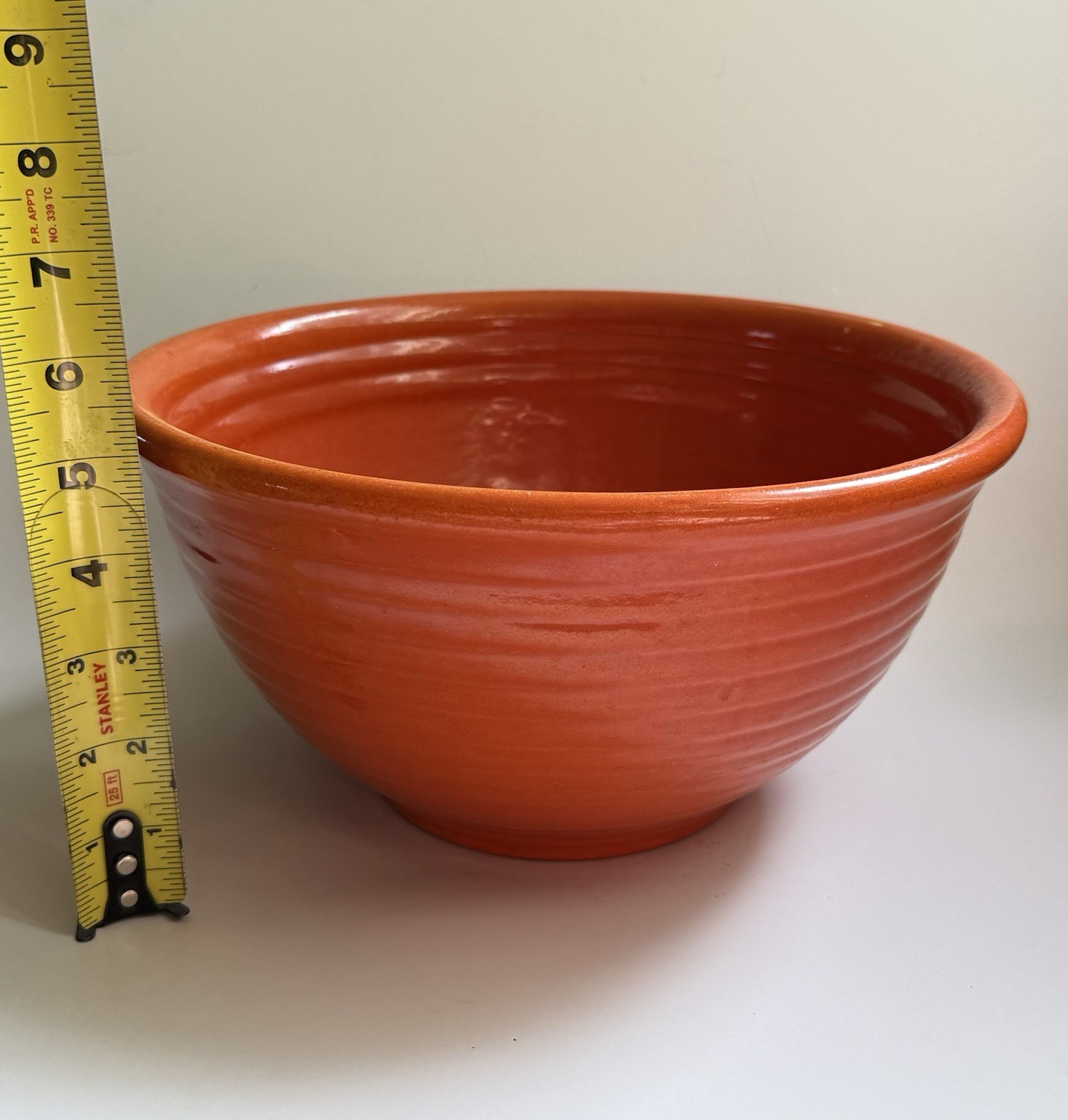 Bauer Orange Ceramic Round Bowl 9 in Diameter