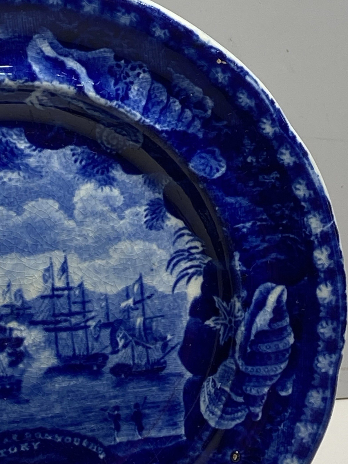 Historical Staffordshire Blue Plate Macdonough’s Victory By Wood 1812