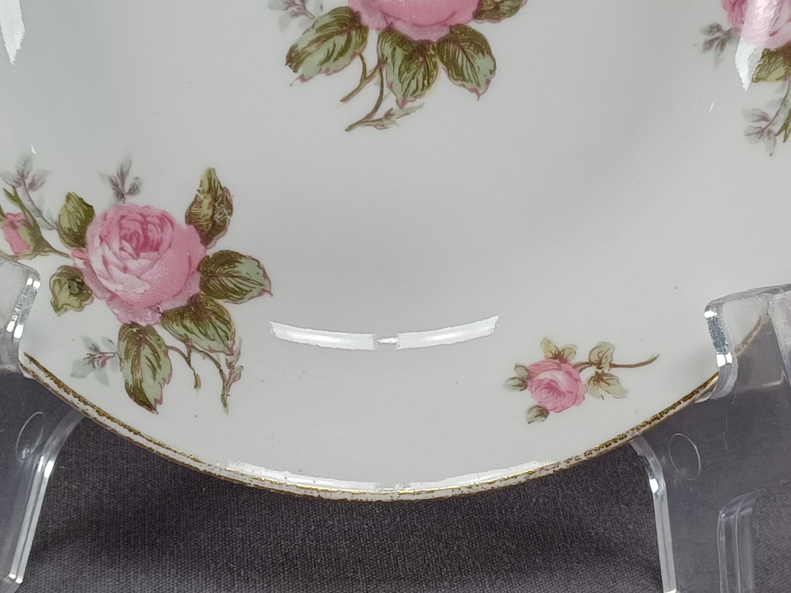 Set of 6 Limoges Pink Roses & Gold 5 1/8 Inch Dessert Bowls Circa 1900-1941