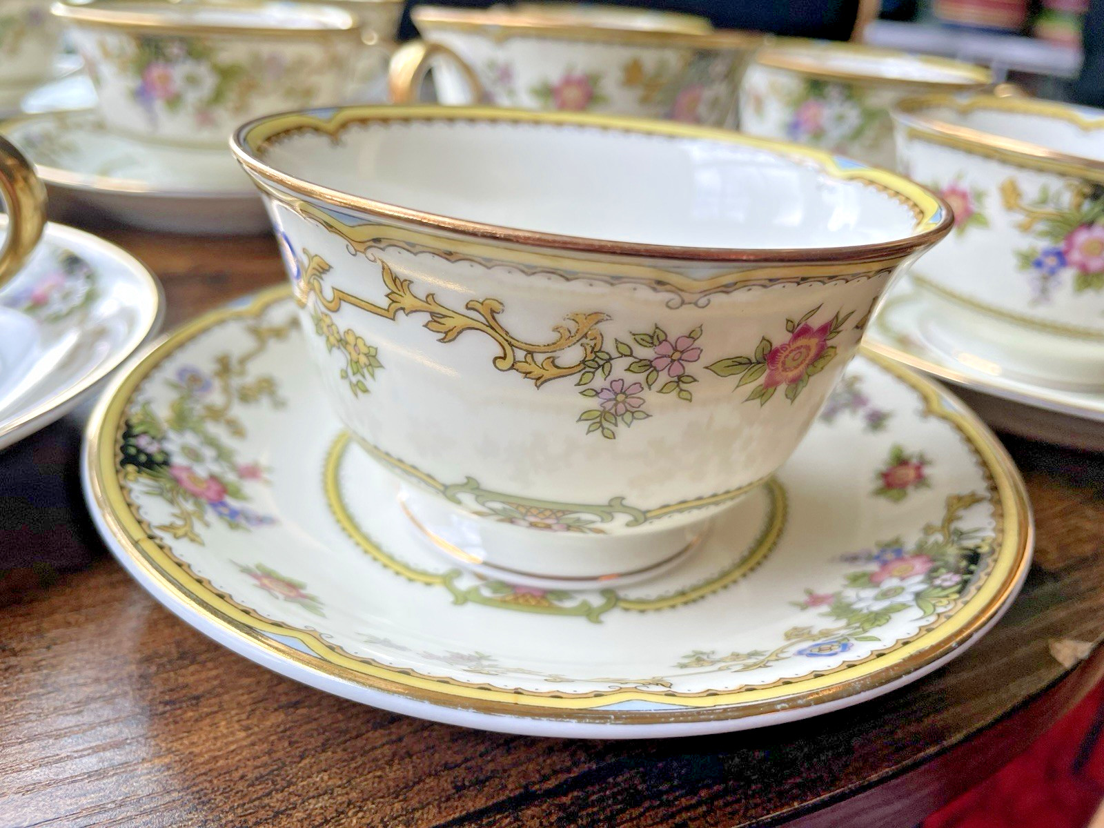 Noritake Tea Cup & Saucer Gold Floral China Vintage Set Cordova 1930’s Japan