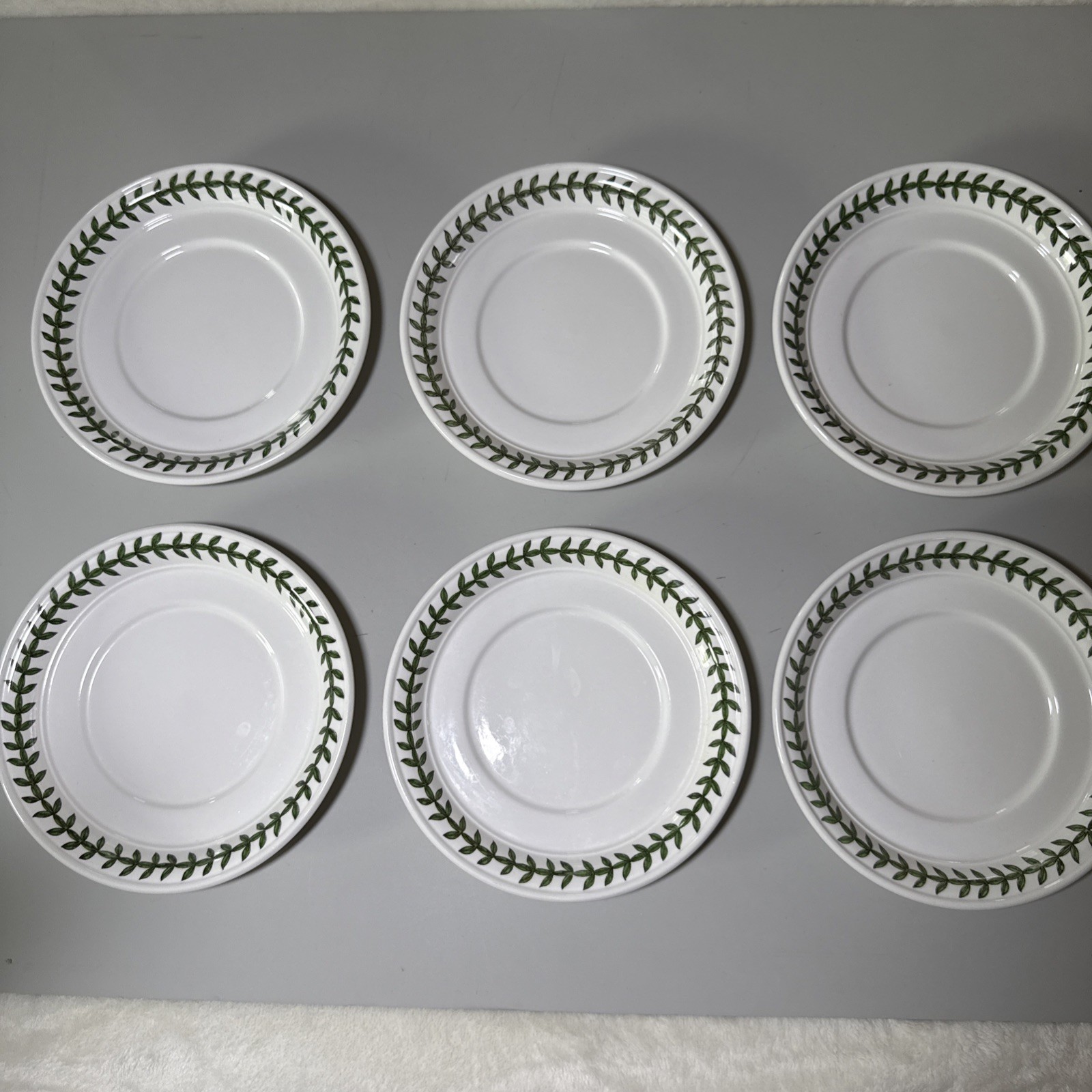 Portmeirion Botanic Garden Set of 6 Flat Cups & Saucers Made in England Assorted