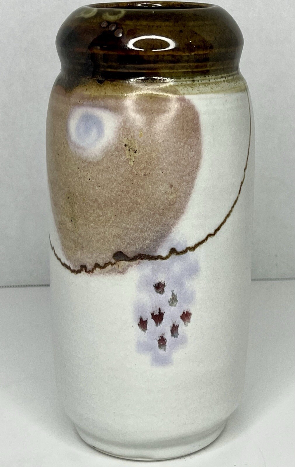 Vintage Raymond Serrano Signed Studio Art Pottery 9” Vase Glazed Ceramic Seattle