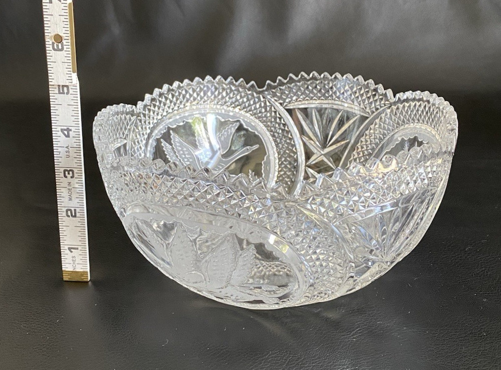 Antique ABP American Brilliant Period Cut Crystal 8.25″ Bowl Saw-Tooth Edge
