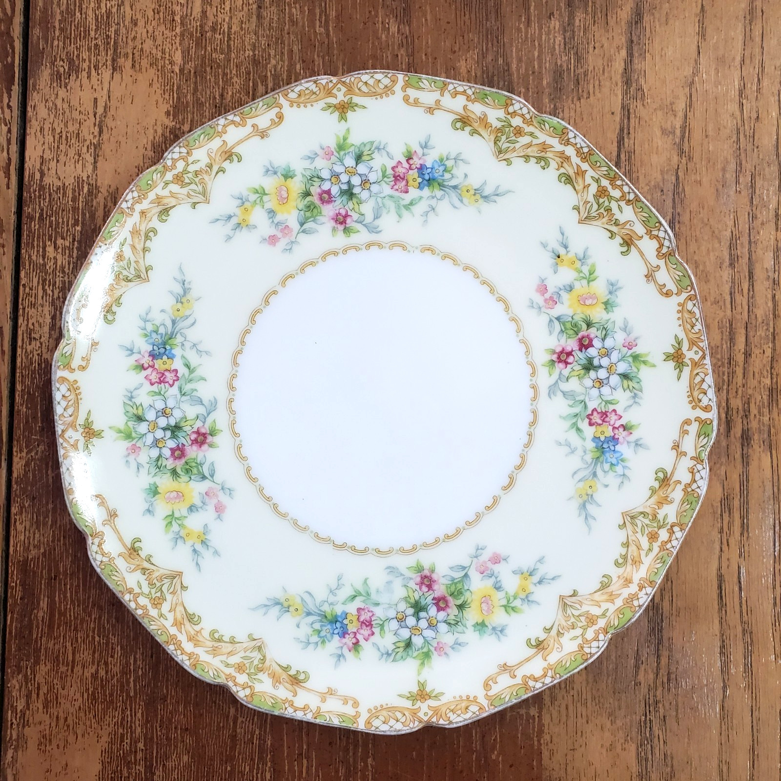 Vintage Noritake Veona Salad Plates 7.25″ Set of 3 Japan Floral Gold Trim