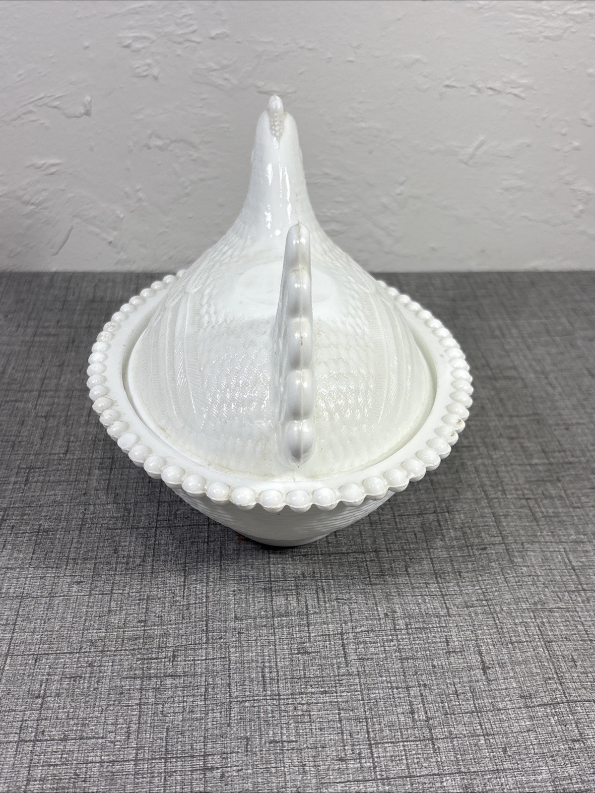 Vintage Indiana Glass Hen on Nest White Milk Covered Chicken Candy Dish 7”