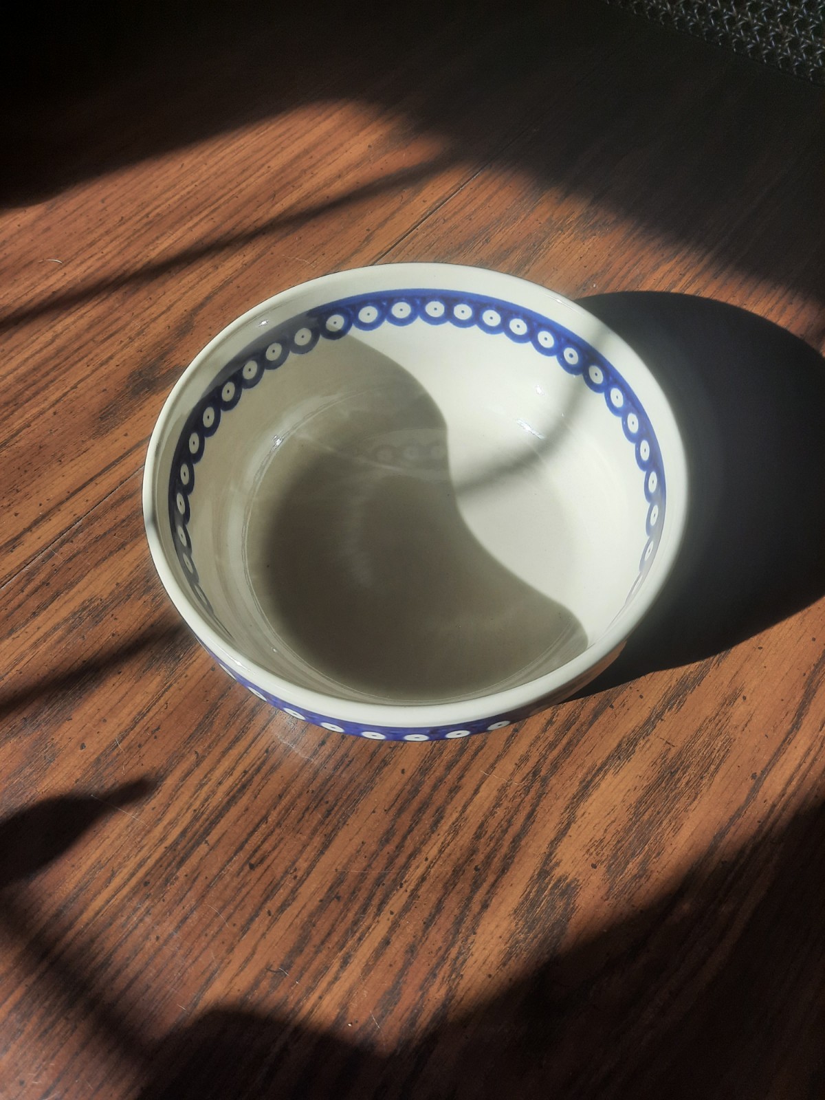 Authentic Boleslawiec Polish Pottery 7.75″ Serving Bowl Blue Eyes Polka Dot…